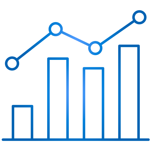 graph showing investment growth blue icon